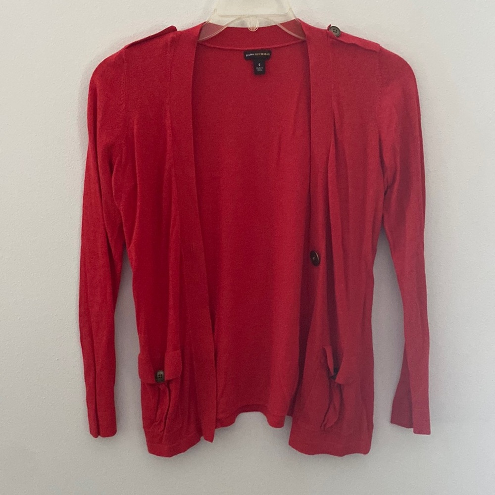 Red cardigan